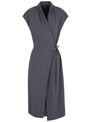 Giorgio Armani short-sleeve wrap midi dress - Grey
