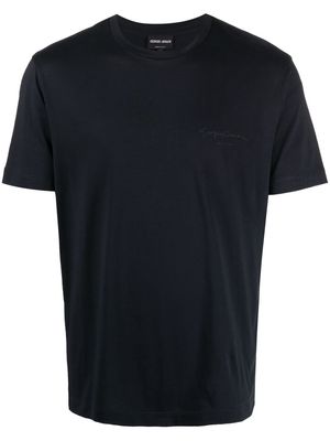Giorgio Armani signature logo-print cotton T-shirt - Blue