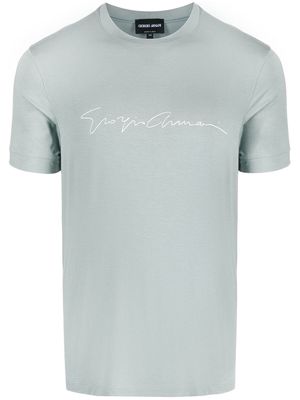 Giorgio Armani signature logo-print T-shirt - Grey