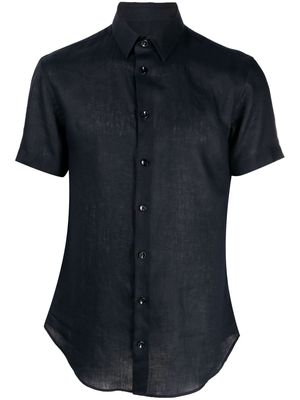 Giorgio Armani slim-fit chambray linen shirt - Blue