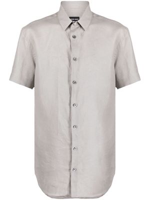 Giorgio Armani slim-fit chambray linen shirt - Grey