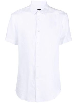 Giorgio Armani slim-fit chambray linen shirt - White