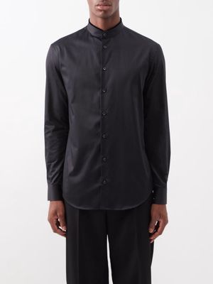 Giorgio Armani - Stand-collar Cotton Shirt - Mens - Black
