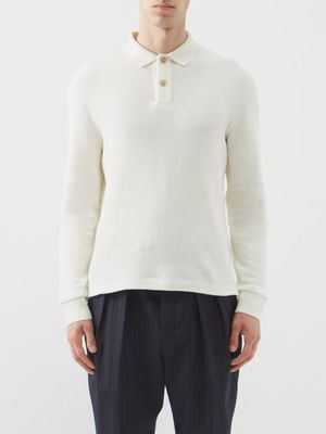 Giorgio Armani - Stepped-hem Wool-blend Piqué Polo Shirt - Mens - Cream