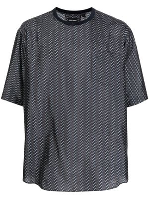 Giorgio Armani stripe-print silk T-shirt - Blue