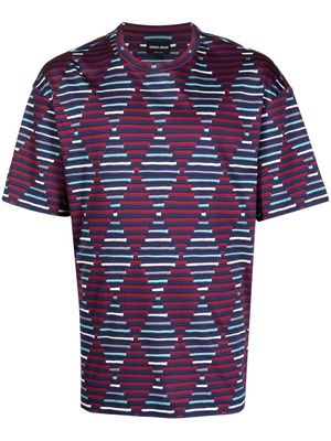 Giorgio Armani striped diamond-print T-shirt - Multicolour
