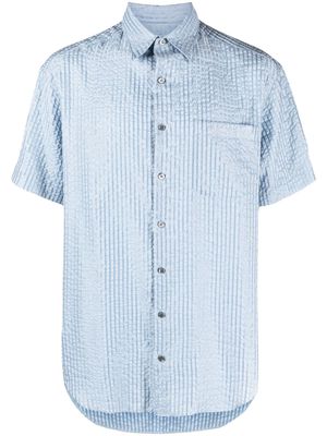 Giorgio Armani striped seersucker short-sleeve shirt - Blue