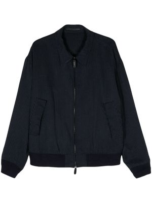 Giorgio Armani striped zip bomber jacket - Blue