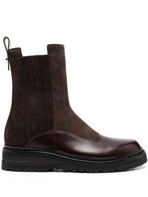 Giorgio Armani suede leather-trim ankle boots - Brown