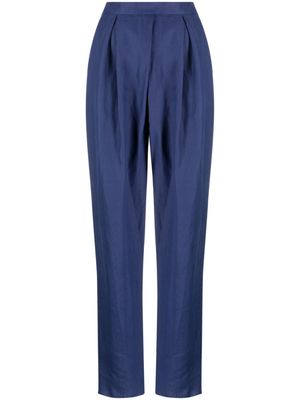 Giorgio Armani tapered linen trousers - Blue