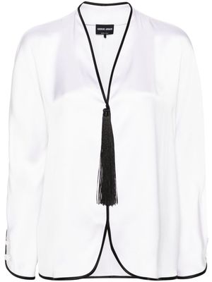 Giorgio Armani tassel-detail silk blouse - White