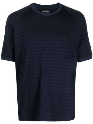 Giorgio Armani textured round neck T-shirt - Blue