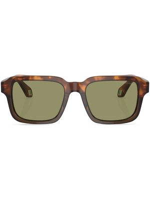 Giorgio Armani tinted-lens rectangle-frame sunglasses - Brown