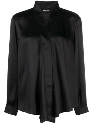 Giorgio Armani V-neck silk-satin blouse - Black