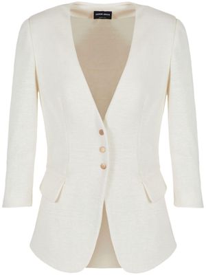 Giorgio Armani V-neck twist-detail blazer - White