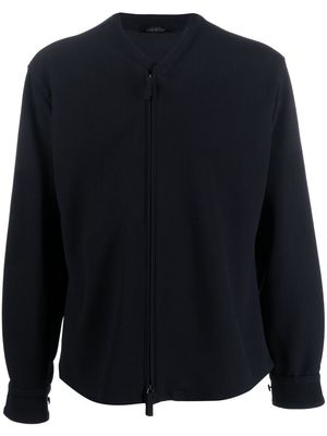 Giorgio Armani V-neck zip-up wool jacket - Blue