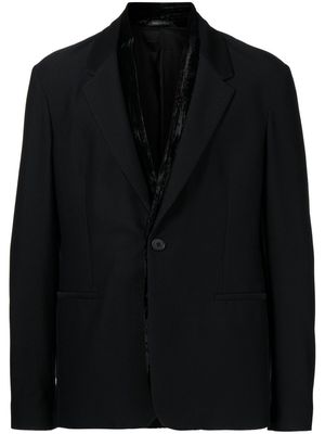 Giorgio Armani velvet-trim single-breasted blazer - Black