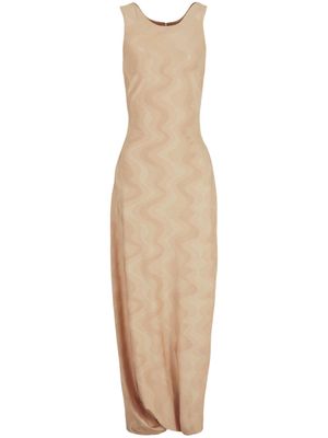 Giorgio Armani wave-print round-neck maxi dress - Neutrals