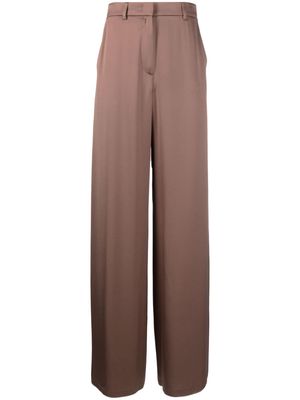 Giorgio Armani wide-leg high-waisted silk trousers - Brown