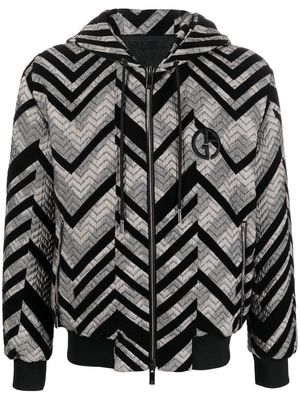 Giorgio Armani zigzag-jacquard zip-up hoodie - Black