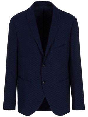 Giorgio Armani zigzag-print single-breasted blazer - Blue