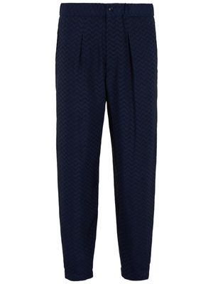 Giorgio Armani zigzag-print tapered trousers - Blue