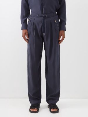 Giorgio Armani - Zip-pocket Lyocell-blend Poplin Trousers - Mens - Navy