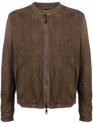Giorgio Brato crease-effect leather jacket - Brown