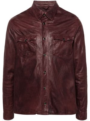 Giorgio Brato crinkled-finish leather shirt - Purple