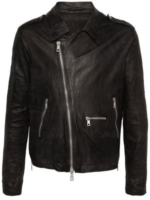 Giorgio Brato crinkled leather biker jacket - Black