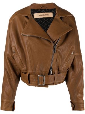 Giorgio Brato cropped leather jacket - Brown