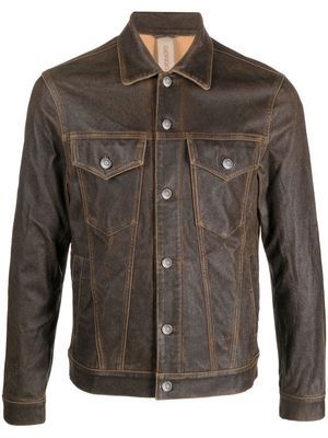 Giorgio Brato distressed-effect leather biker jacket - Brown