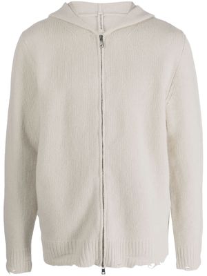 Giorgio Brato distressed merino wool zip-up hoodie - Neutrals