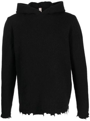 Giorgio Brato distressed virgin-wool hoodie - Black