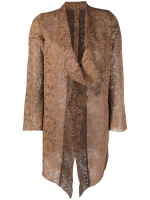 Giorgio Brato floral laser-cut leather jacket - Brown