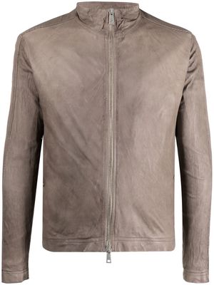 Giorgio Brato high-neck zipped leather jacket - Grey