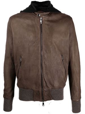 Giorgio Brato hooded leather jacket - Brown