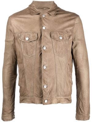Giorgio Brato leather bomber jacket - Brown