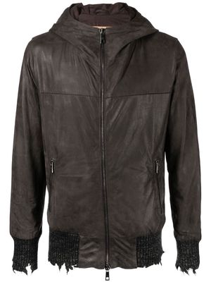 Giorgio Brato leather frayed bomber-jacket - Brown