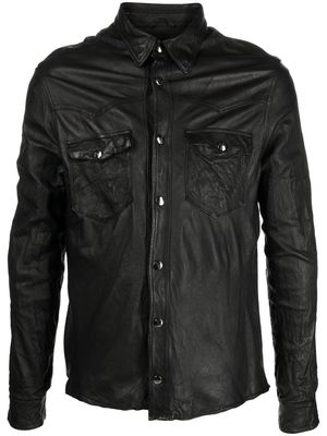 Giorgio Brato long-sleeve leather shirt - Black