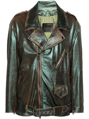 Giorgio Brato metallic leather jacket - Green