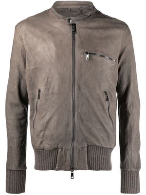 Giorgio Brato multi-pocket zipped leather jacket - Grey