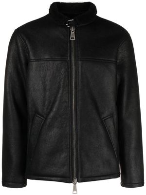 Giorgio Brato shearling collar leather jacket - Black
