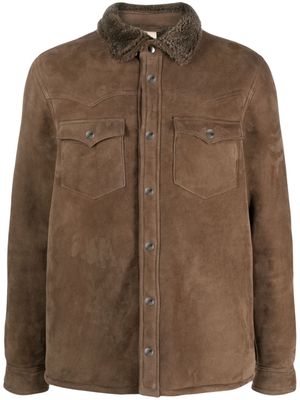 Giorgio Brato shearling-collar leather jacket - Brown