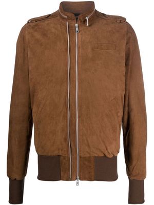 Giorgio Brato zip-details suede jacket - Brown