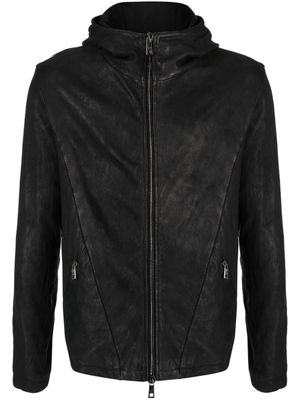 Giorgio Brato zip-up hooded leather jacket - Black