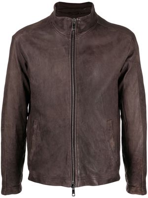 Giorgio Brato zip-up mock-neck leather jacket - Brown