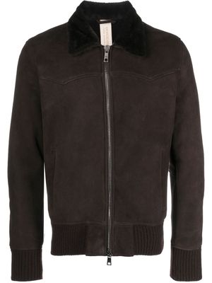 Giorgio Brato zip-up sheepskin bomber jacket - Brown