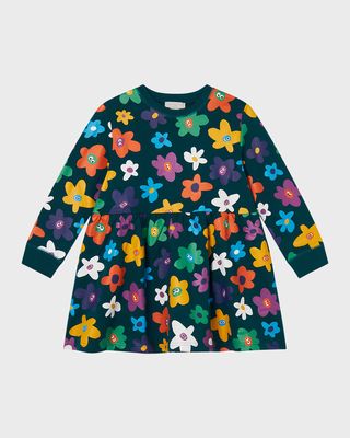 Girl Folk Daisy-Print Fleece Dress, Size 5-14