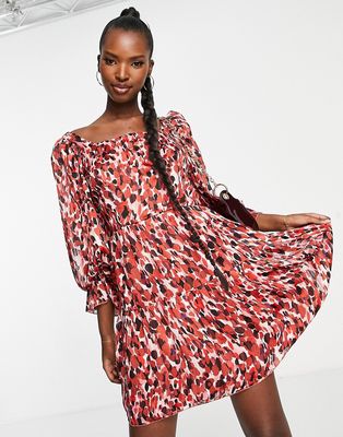 Girl In Mind square neck puff sleeves dress-Multi